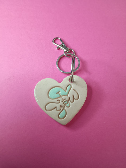 porte-clés Cœur "I love you" vert pistache
